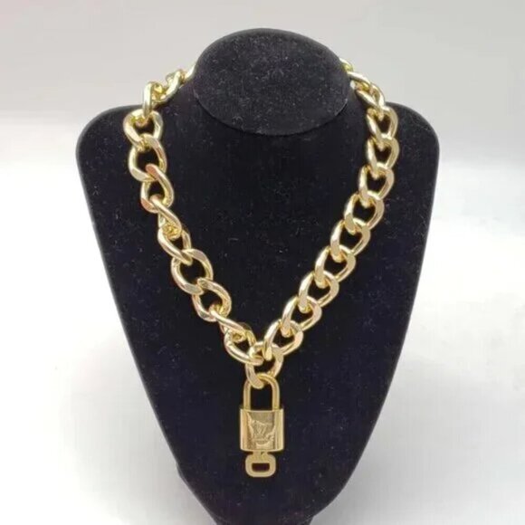 Authentic Louis Vuitton Lock and Key Gold Color with Gold Plated Chain Neckalce - Picture 1 of 8